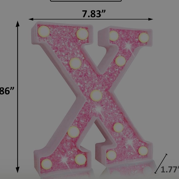 Pink Glitter LED Marquee Letter X - Picture 2 of 3